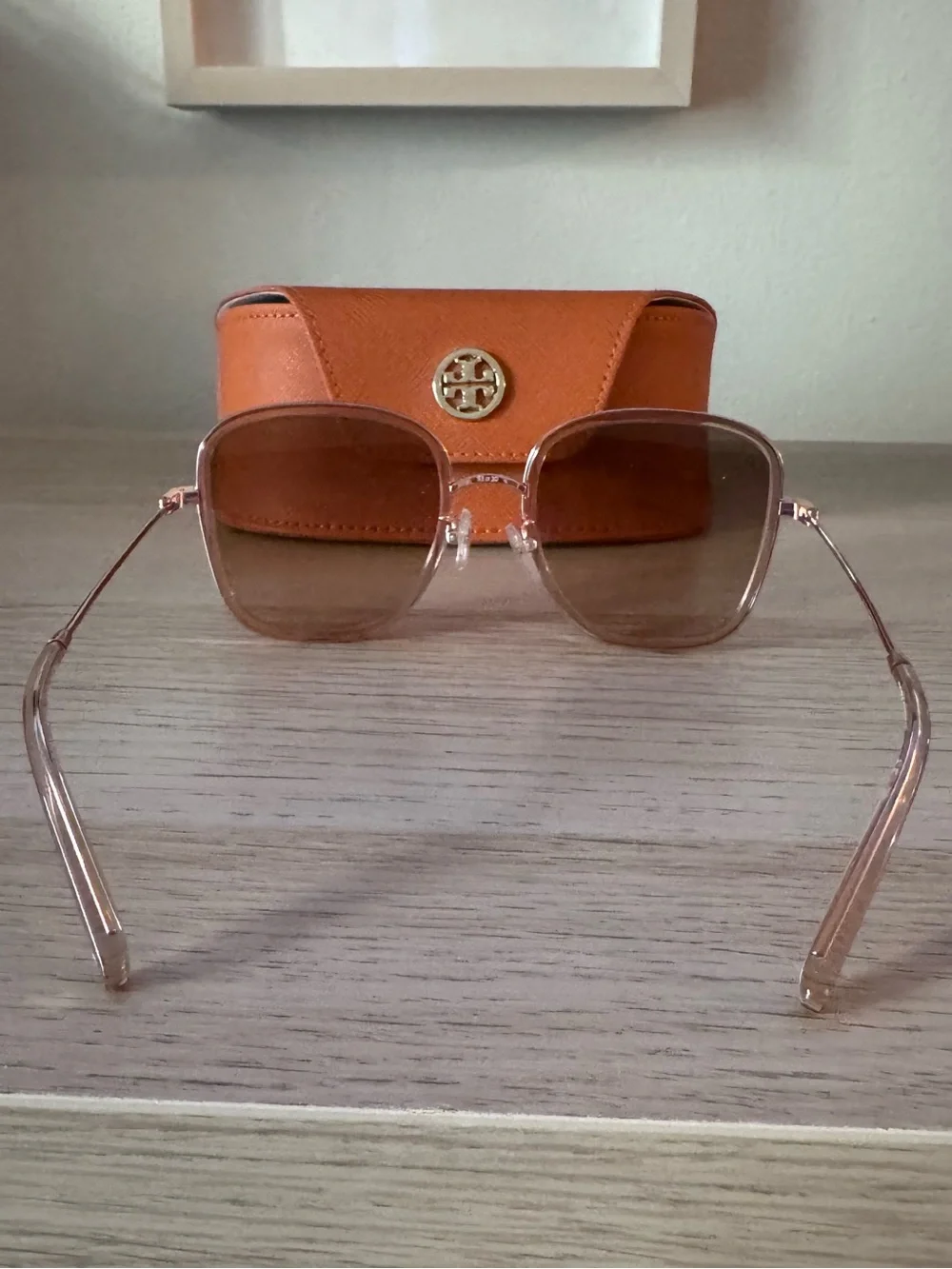 Tory Burch Rose Gold Frame Sunglasses with Rose Gold Lenses